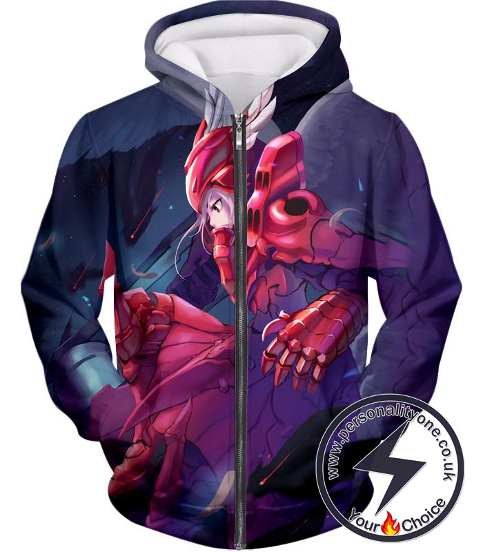 Overlord True Vampire Shalltear Bloodfallen Awesome Red Armor Anime Action Zip Up Hoodie